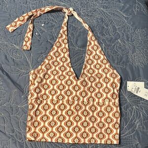 Retro Halter Top with Floral Pattern